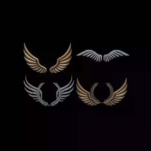 Gold Winged Laurel Wreath  3D model