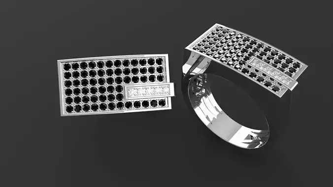 Elegant Mens Ring with Diamond Stones 3D print model