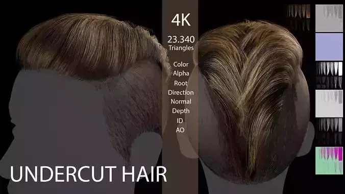 Game ready undercut short hairstyle - real time hair cards
