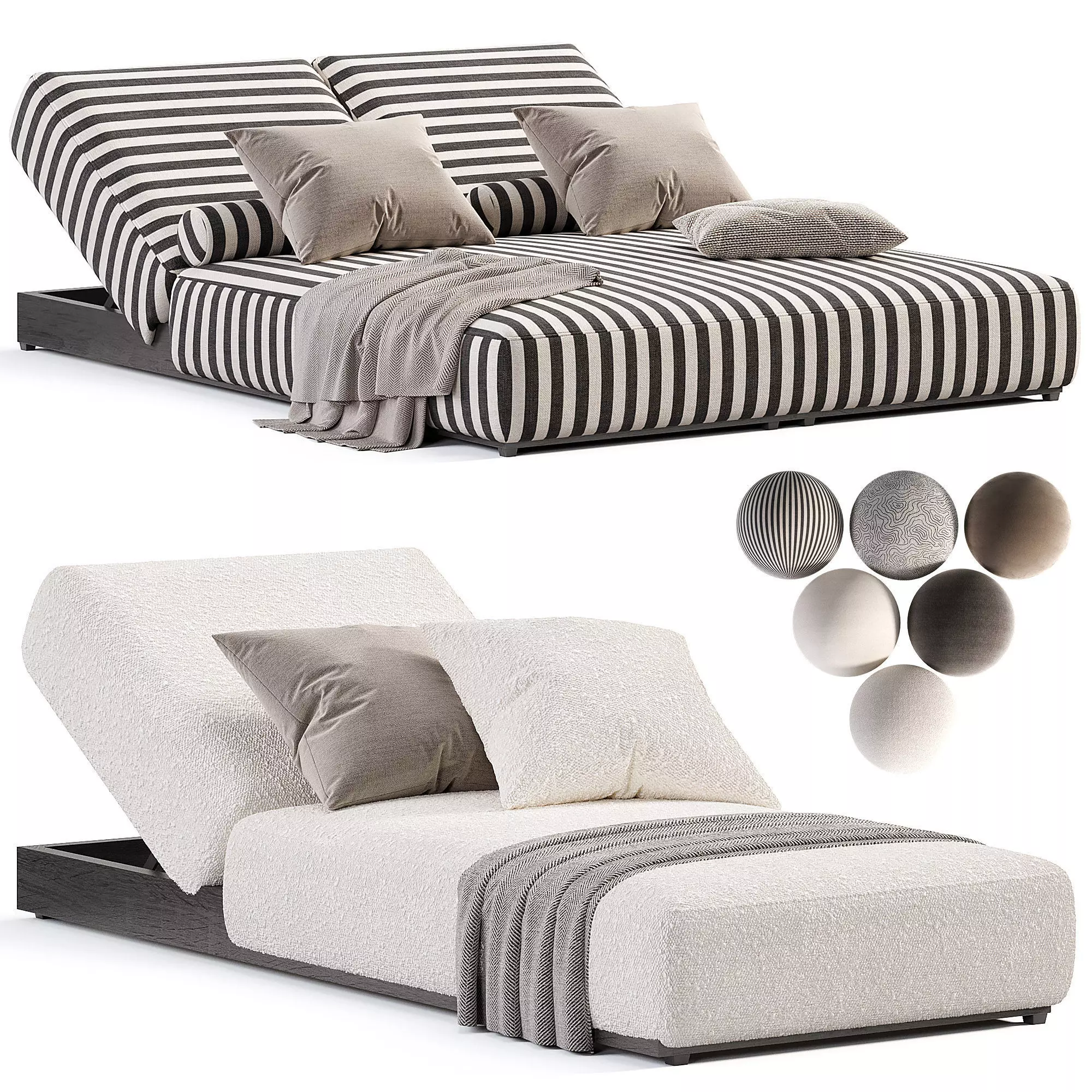 Azur Lounger Duo Low-poly 3D model