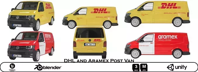 Volkswagen - Delivery Van 3D Model - for DHL - Aramex 