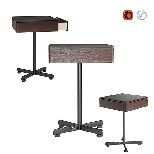 Bob Small Accent Table with Drawer Low-poly 3D model