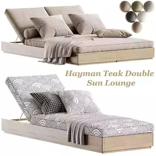Hayman Teak Double Sun Lounge Low-poly 3D model