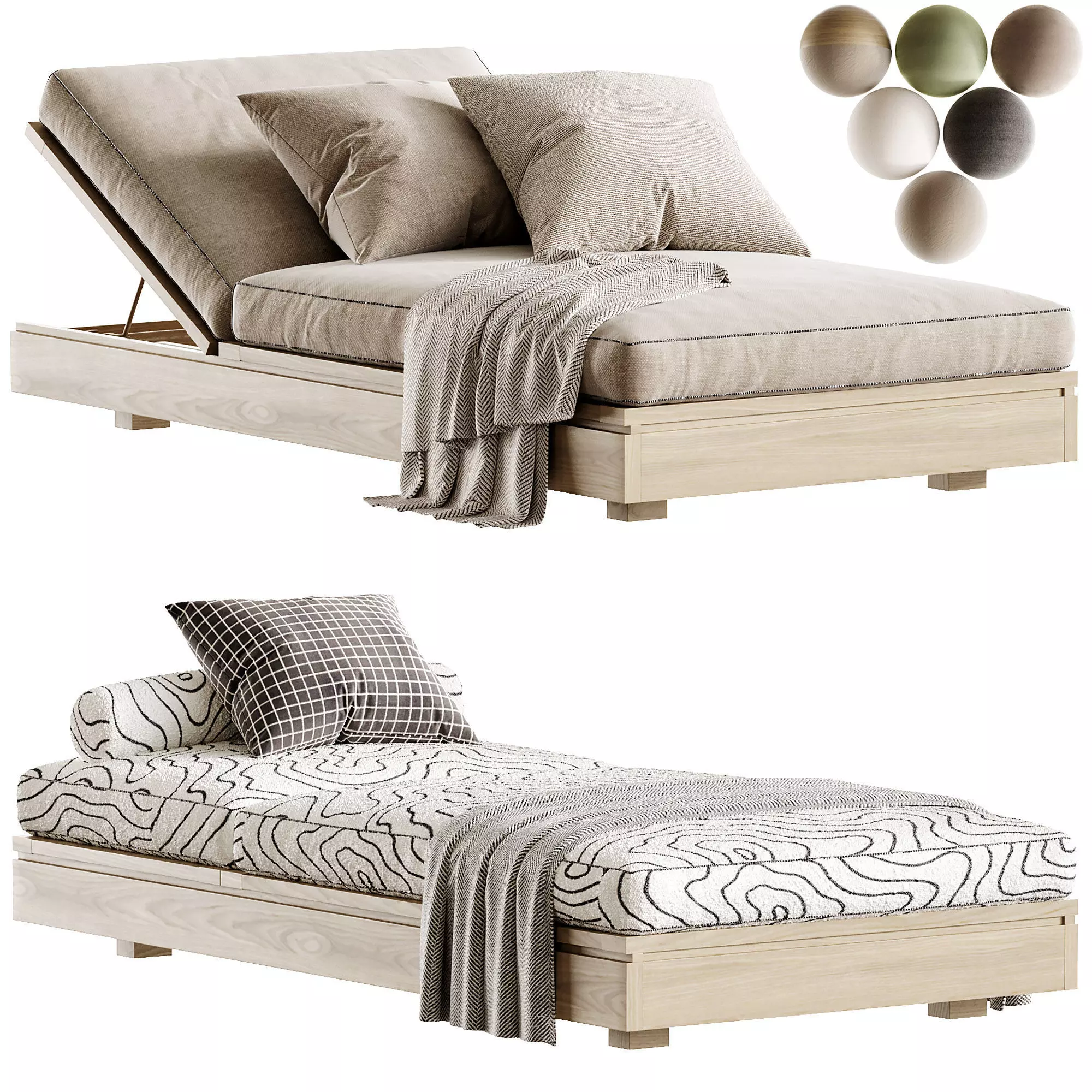 Avila Outdoor Sunlounger Low-poly 3D model