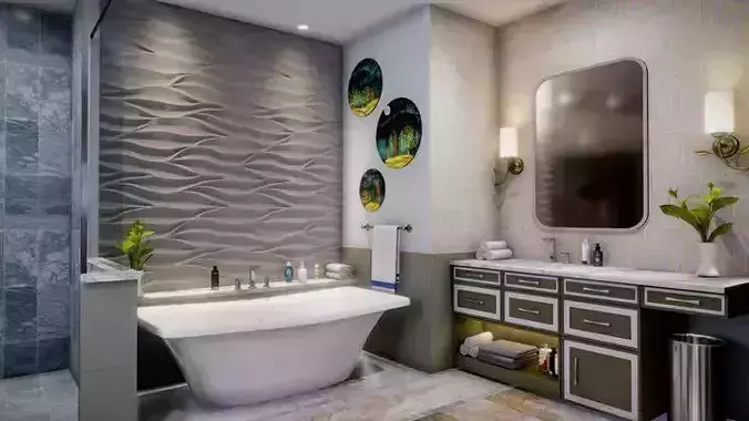 Bathroom Interior Low-poly 3D model