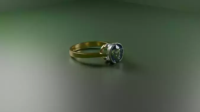 Golden Ring with Collar-Mounted Gem 3D print model