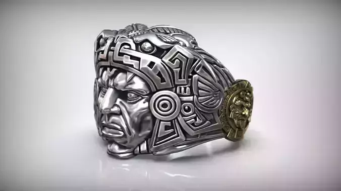 Aztec Warrior Ring Ancient Mesoamerican Kukulkan Priest