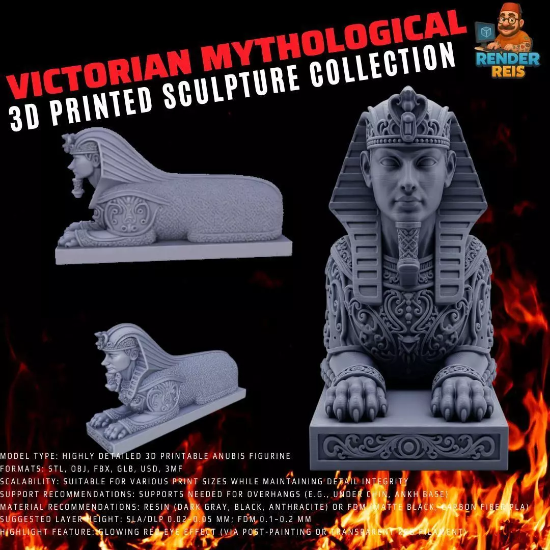 3D Printable Ancient Egyptian Sphinx Bust  3D model_0