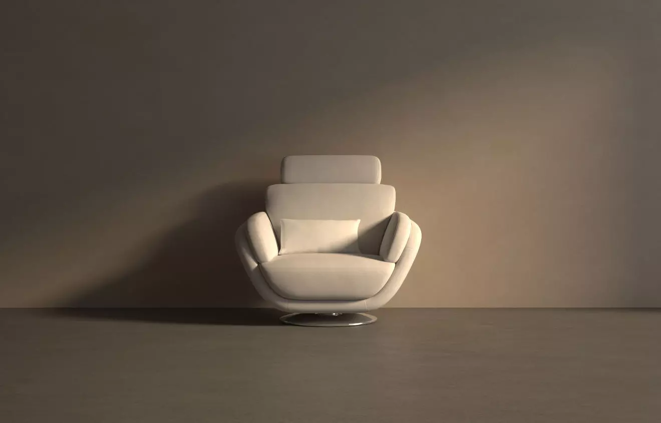 Single sofa in white flannel01 3D model