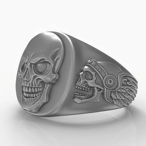 Viking Skull Ring with Winged Helmet Sides Jewelry Gothic Rings