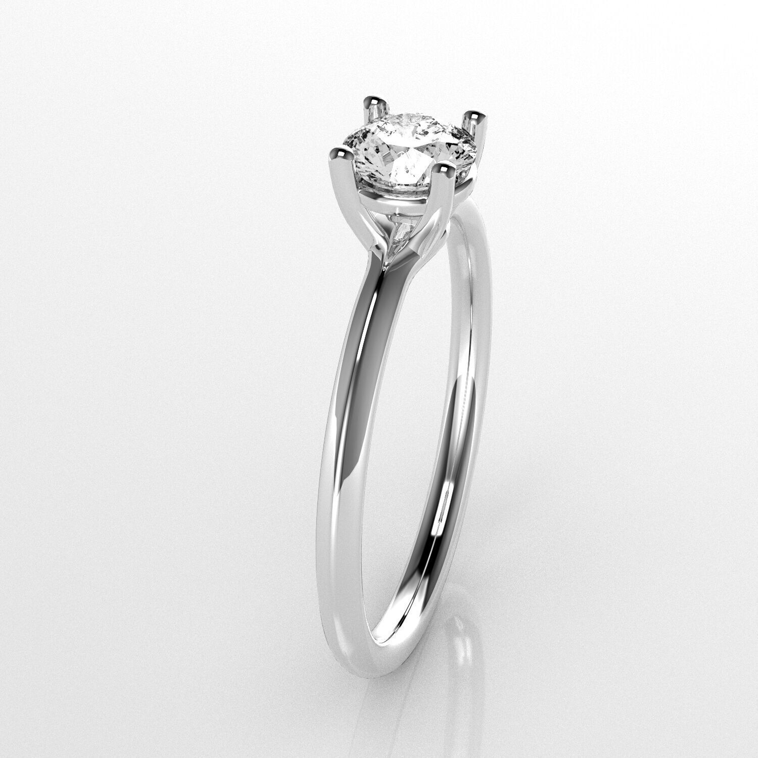 Classic Solitaire Ring - 5 mm Round - 50 ct points 3D print model_3