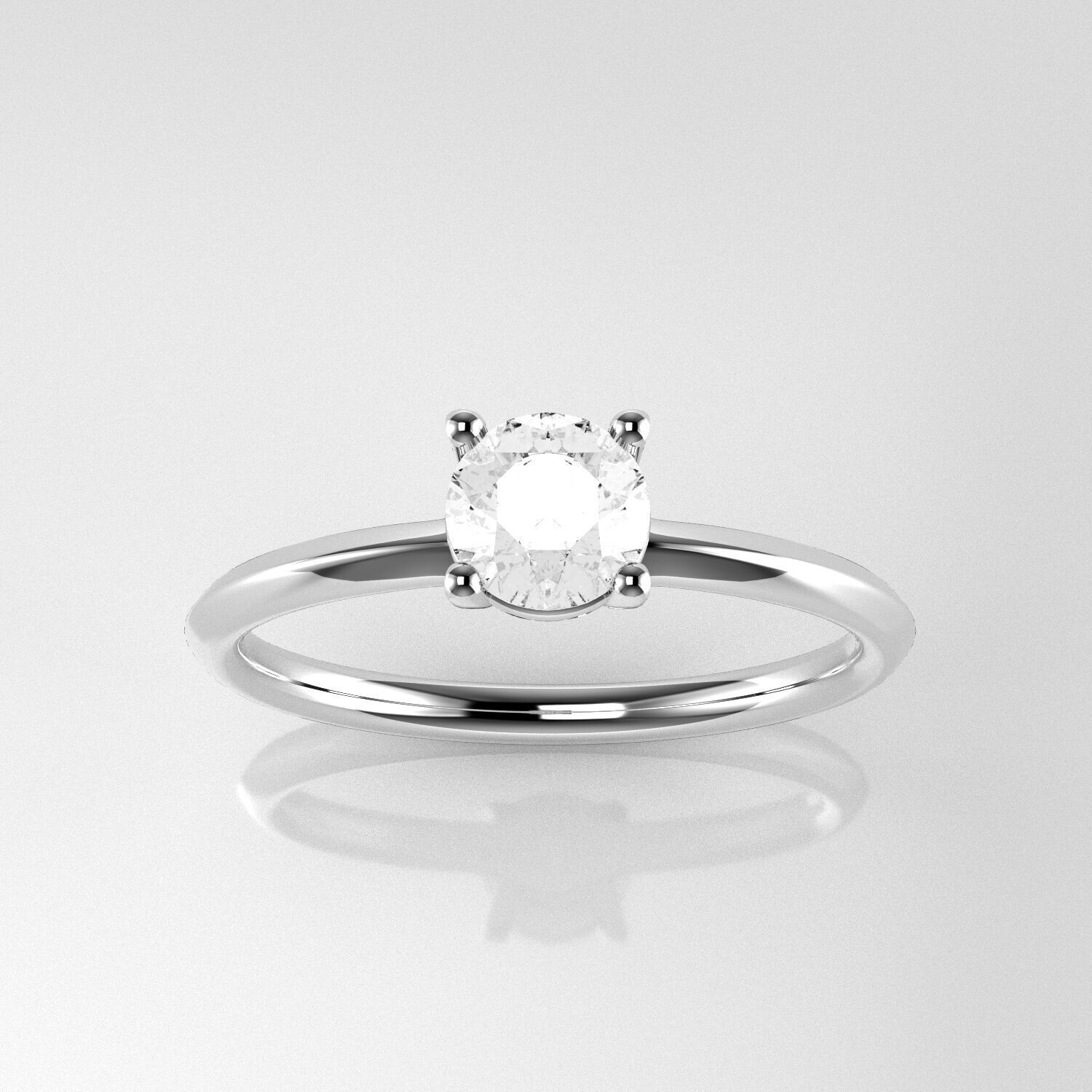 Classic Solitaire Ring - 5 mm Round - 50 ct points 3D print model_1