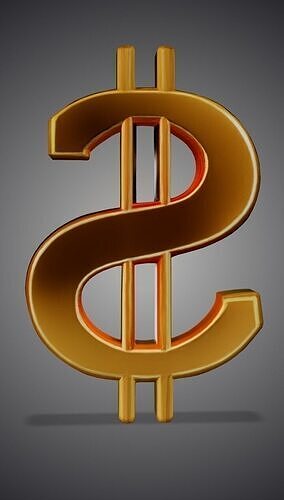 Golden Dollar Sign  3D model