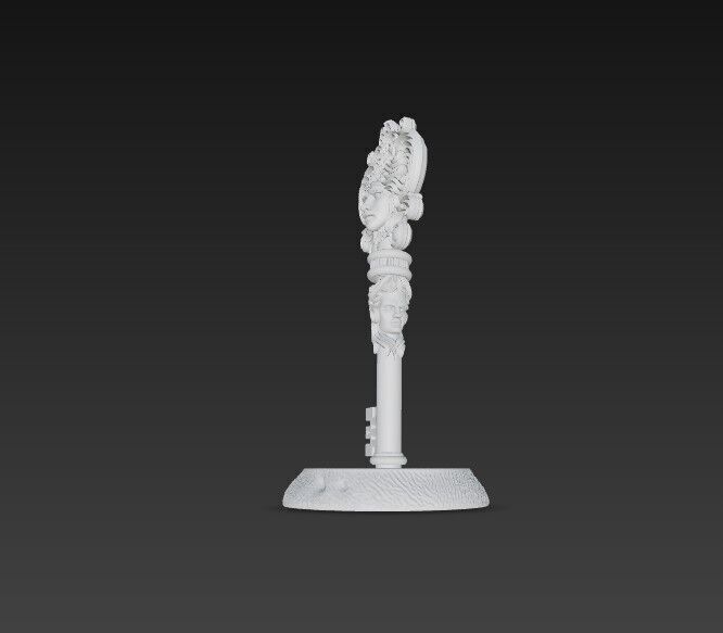 3D Printable Ancient Face Key  Fantasy Decorative Object 3D model_9