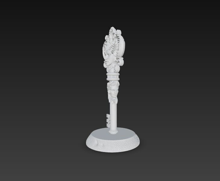 3D Printable Ancient Face Key  Fantasy Decorative Object 3D model_3