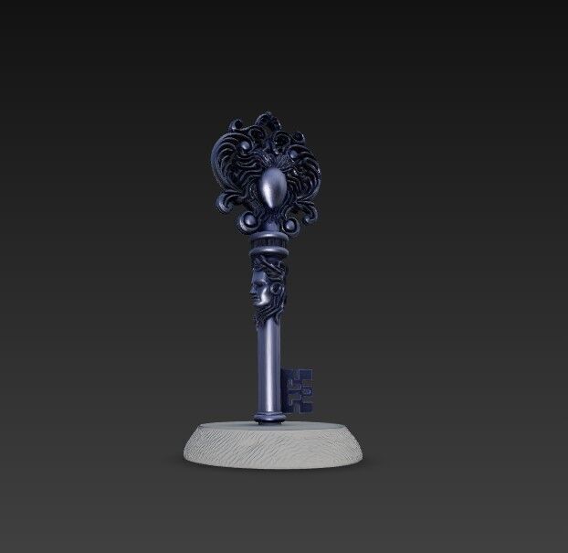3D Printable Ancient Face Key  Fantasy Decorative Object 3D model_13