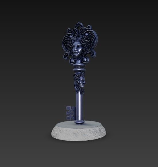 3D Printable Ancient Face Key  Fantasy Decorative Object 3D model_10