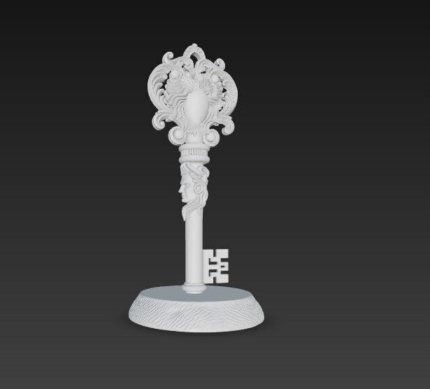 3D Printable Ancient Face Key  Fantasy Decorative Object 3D model_5