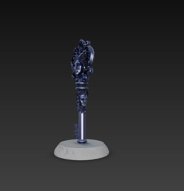 3D Printable Ancient Face Key  Fantasy Decorative Object 3D model_11
