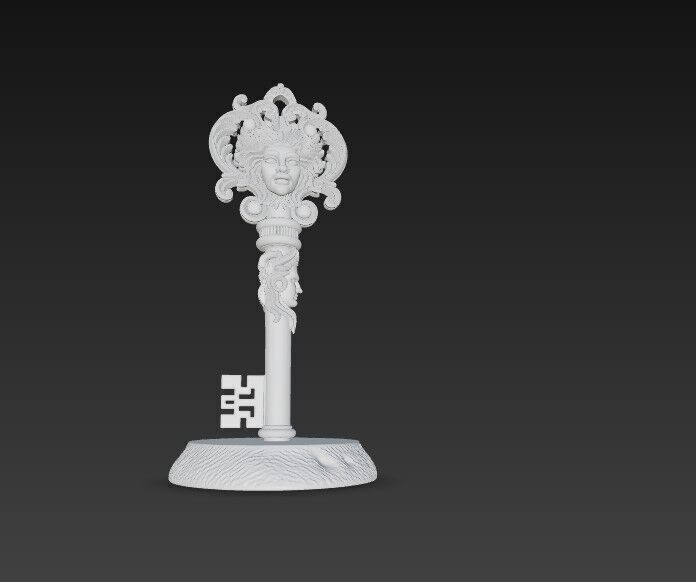 3D Printable Ancient Face Key  Fantasy Decorative Object 3D model_8