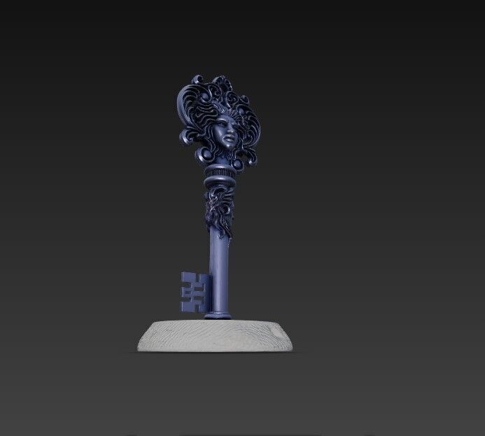 3D Printable Ancient Face Key  Fantasy Decorative Object 3D model_16