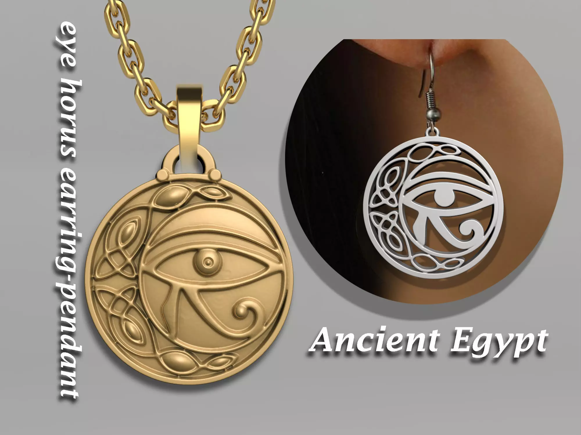 EYE HORUS PENDANT- EARRING ANCIENT EGYPT SYMBOL 3D print model_0