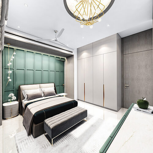 MODERN LUXURY BEDROOM DS001 3D model