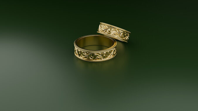 Custom Wedding Ring with Ornaments 3D print model