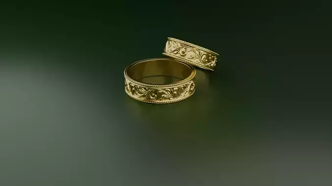 Custom Wedding Ring with Ornaments 3D print model