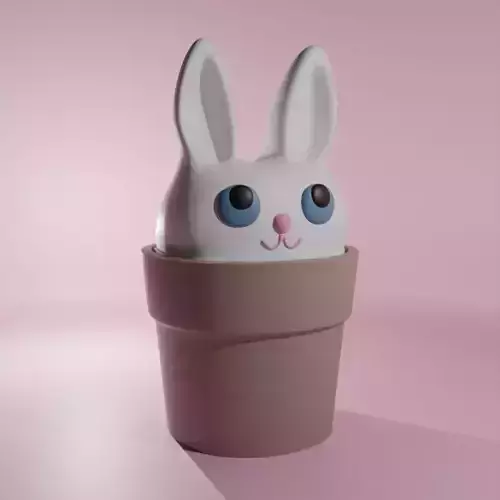 Cute rabbit in flower pot - Jewerly Box