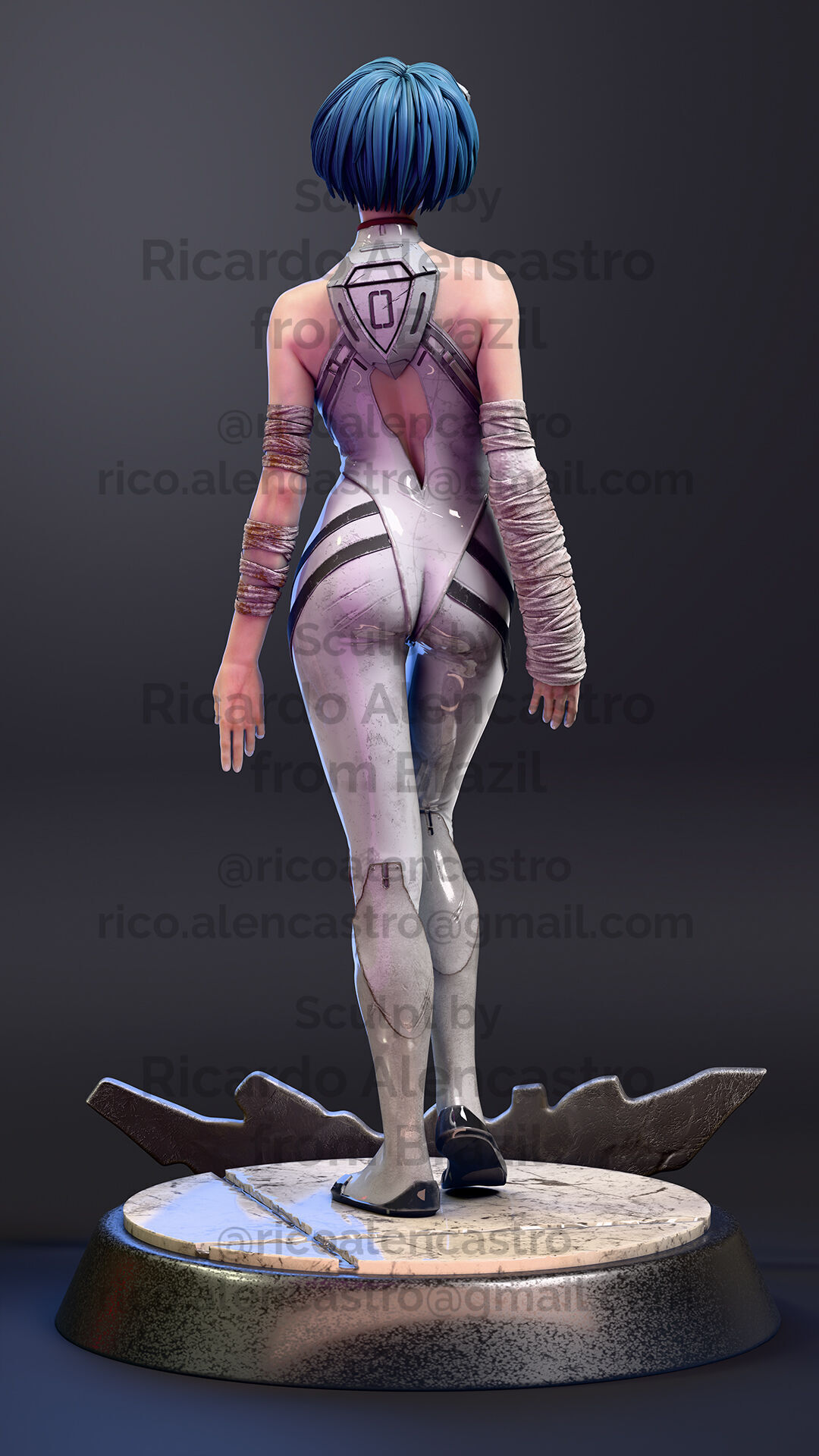 Rei Ayanami - Realistic Anime-Style Statue 3D print model_5