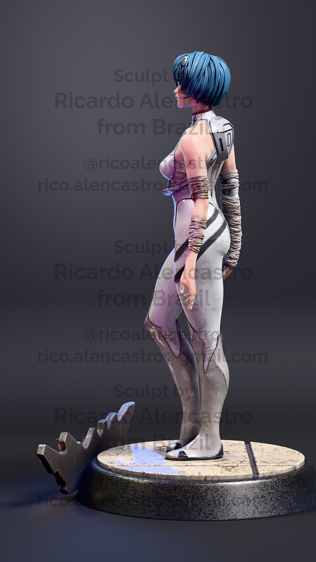 Rei Ayanami - Realistic Anime-Style Statue 3D print model_8
