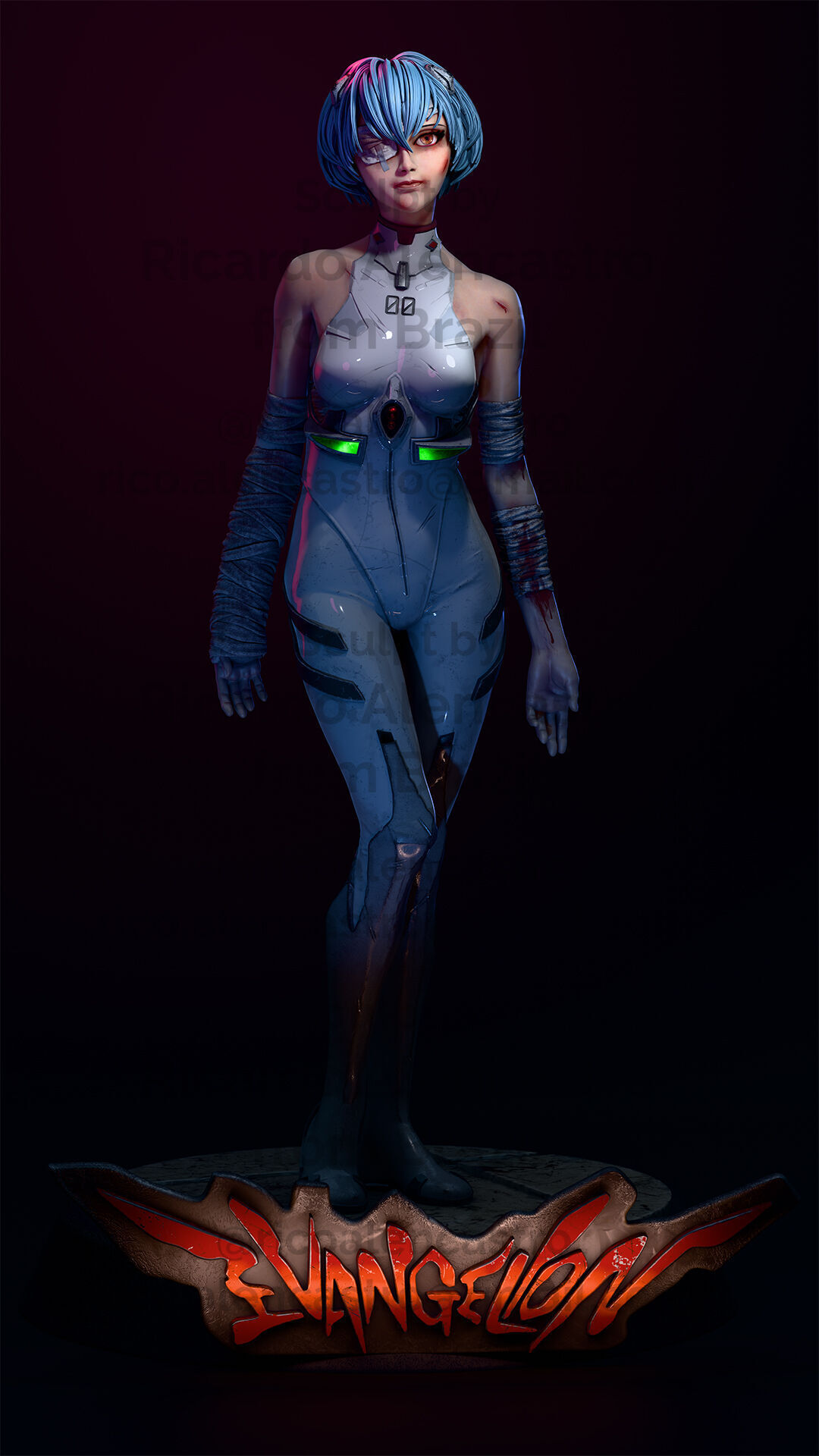 Rei Ayanami - Realistic Anime-Style Statue 3D print model_3