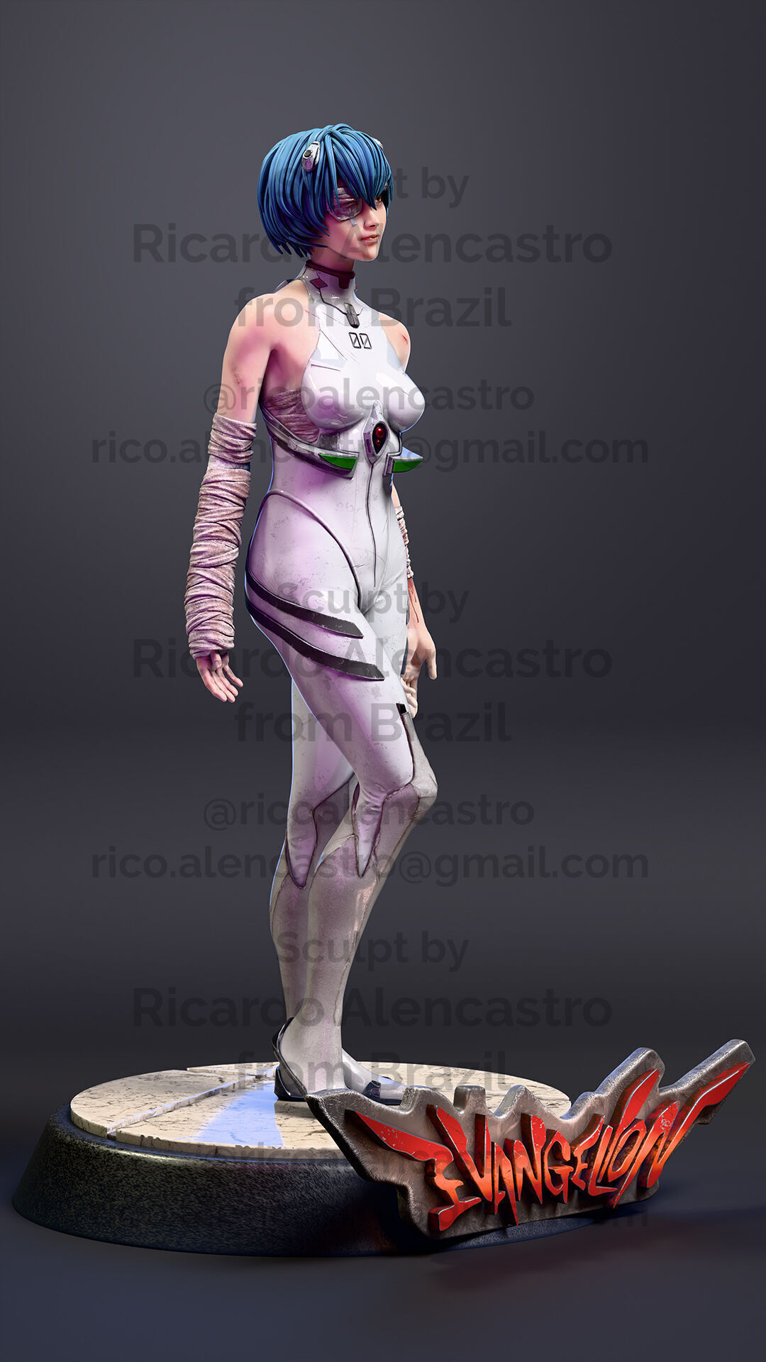 Rei Ayanami - Realistic Anime-Style Statue 3D print model_7