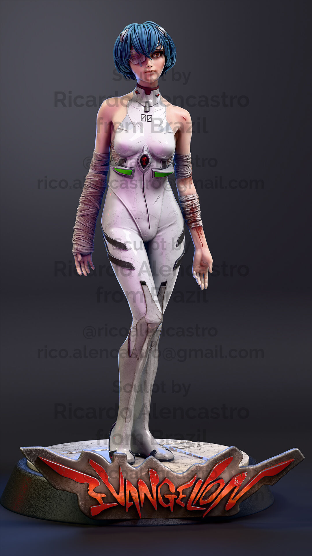 Rei Ayanami - Realistic Anime-Style Statue 3D print model_4