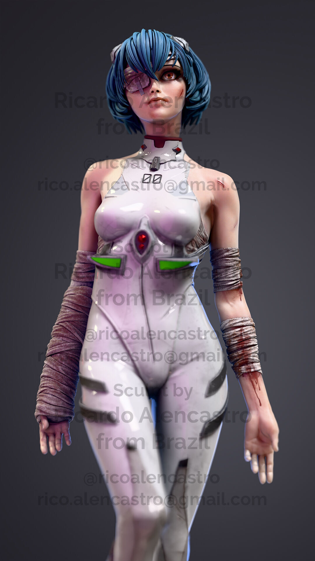 Rei Ayanami - Realistic Anime-Style Statue 3D print model_6