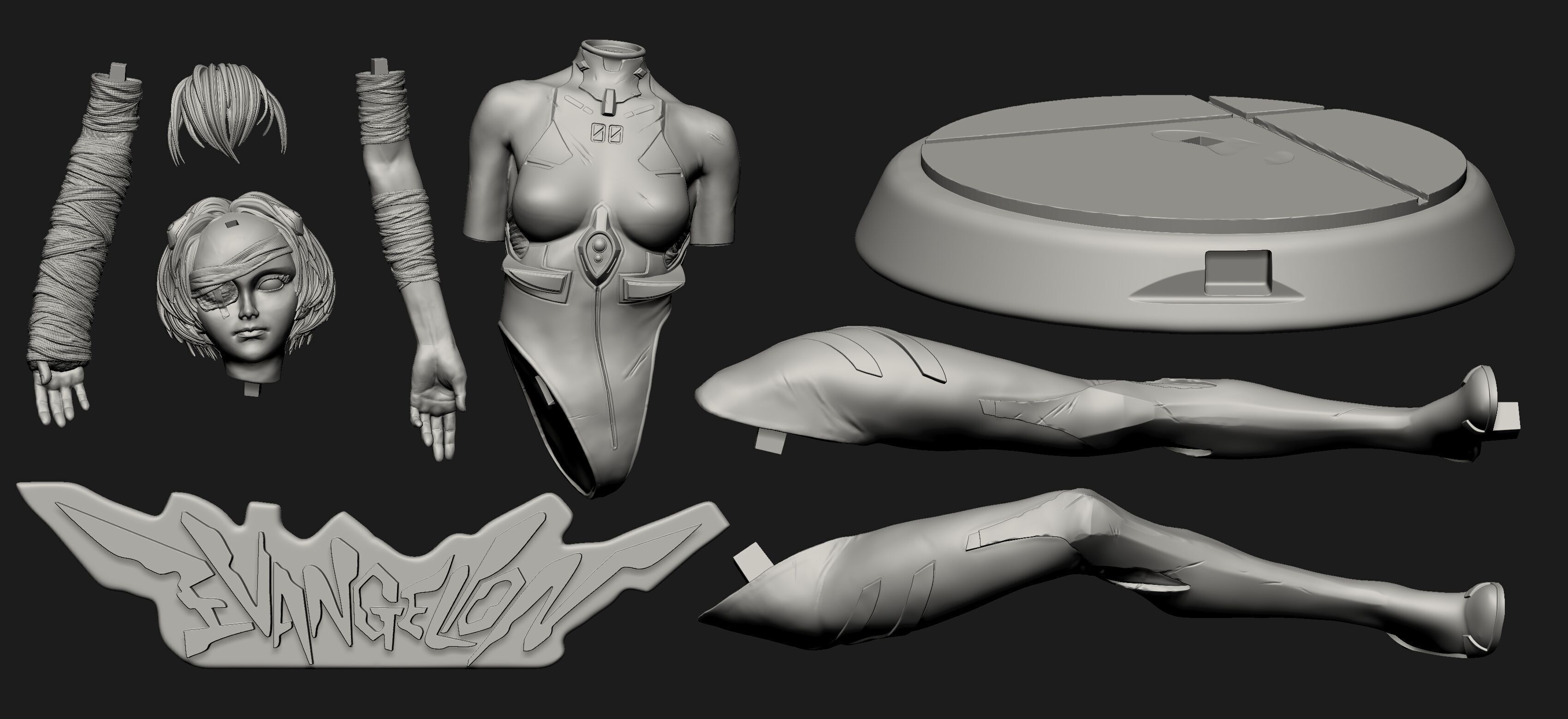 Rei Ayanami - Realistic Anime-Style Statue 3D print model_2