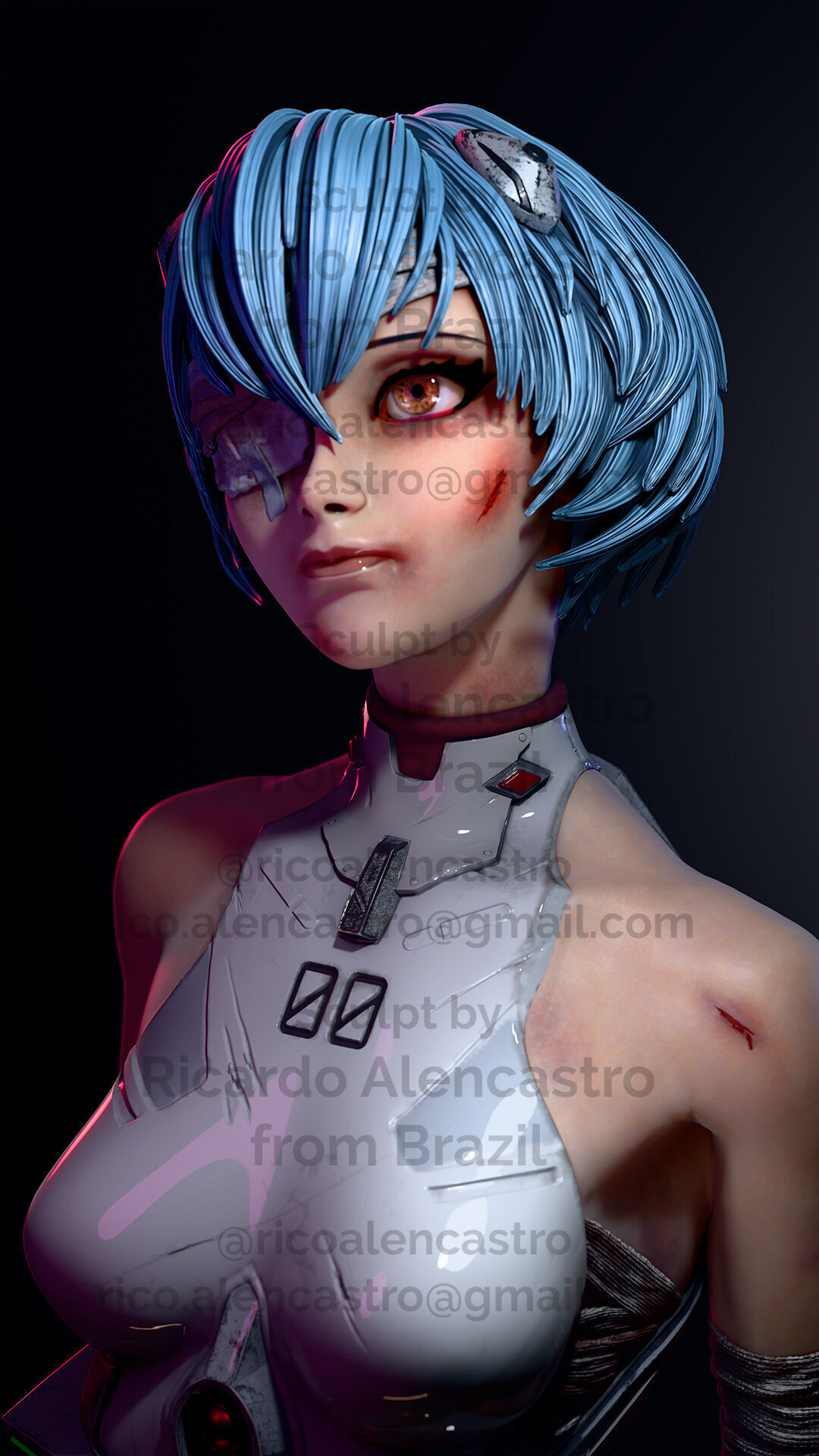 Rei Ayanami - Realistic Anime-Style Statue 3D print model_9