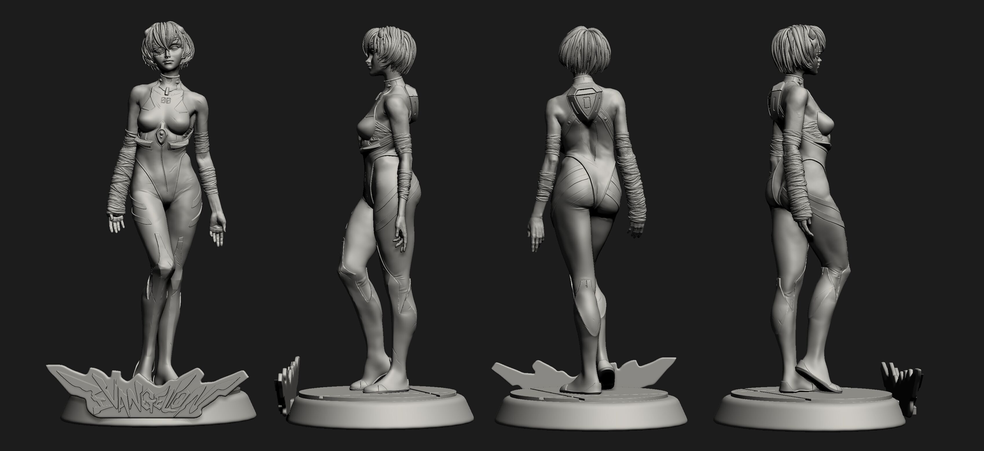Rei Ayanami - Realistic Anime-Style Statue 3D print model_10