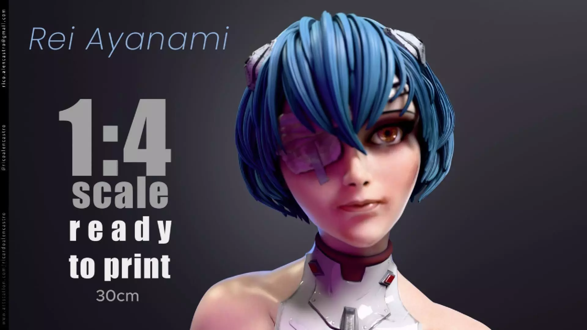 Rei Ayanami - Realistic Anime-Style Statue 3D print model_0