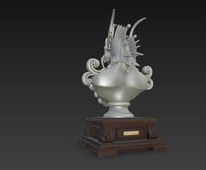 3D Printable Detailed Dragon Bust 3D model_15