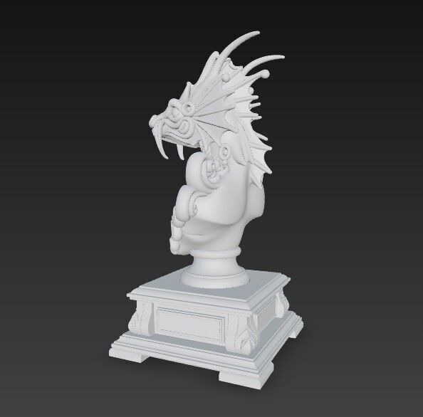 3D Printable Detailed Dragon Bust 3D model_7