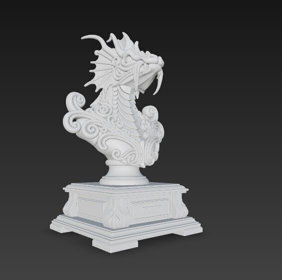 3D Printable Detailed Dragon Bust 3D model_2