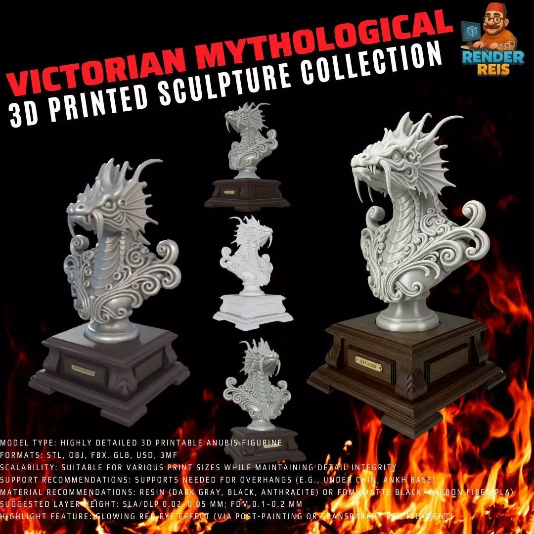 3D Printable Detailed Dragon Bust 3D model_0