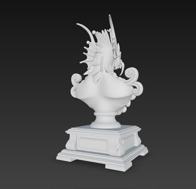 3D Printable Detailed Dragon Bust 3D model_5