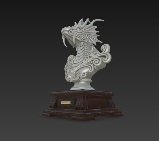3D Printable Detailed Dragon Bust 3D model_17