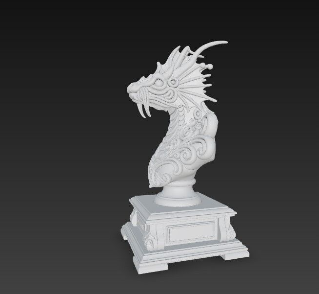 3D Printable Detailed Dragon Bust 3D model_8