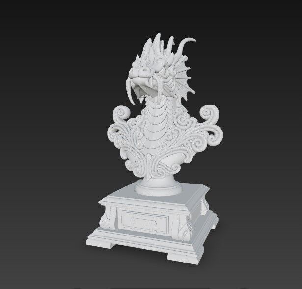 3D Printable Detailed Dragon Bust 3D model_9