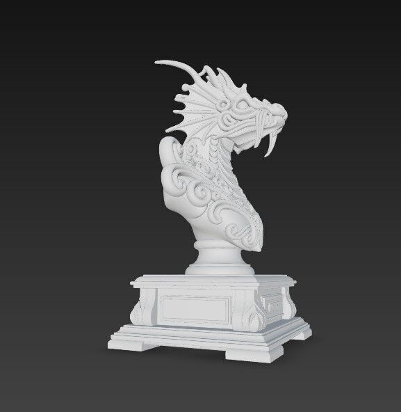 3D Printable Detailed Dragon Bust 3D model_3