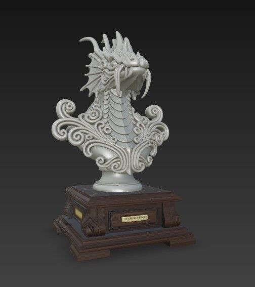 3D Printable Detailed Dragon Bust 3D model_1